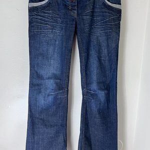 River Island Womens Blue Medium Wash Bootcut Leg Denim Jeans Size 40R